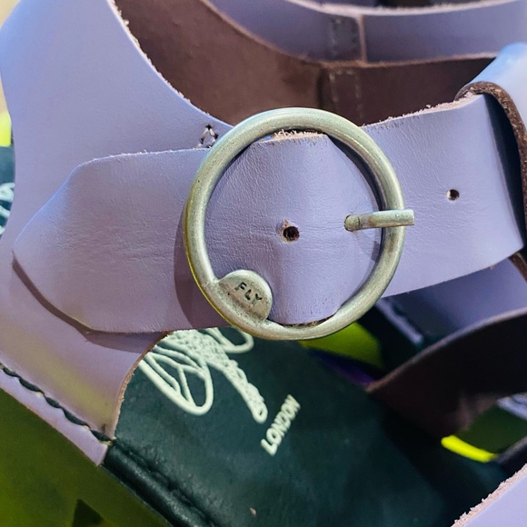 Fly London Purple Leather 90s Platform Sandals - Picture 11 of 15